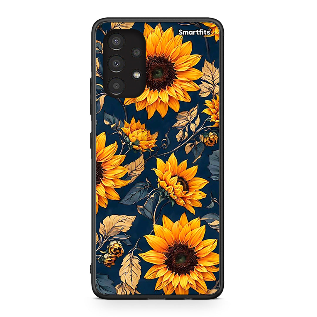 Samsung A13 4G Autumn Sunflowers Θήκη από τη Smartfits με σχέδιο στο πίσω μέρος και μαύρο περίβλημα | Smartphone case with colorful back and black bezels by Smartfits