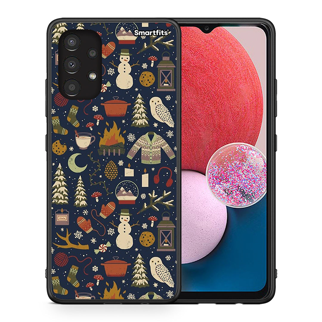 Θήκη Samsung A13 4G Christmas Elements από τη Smartfits με σχέδιο στο πίσω μέρος και μαύρο περίβλημα | Samsung A13 4G Christmas Elements case with colorful back and black bezels