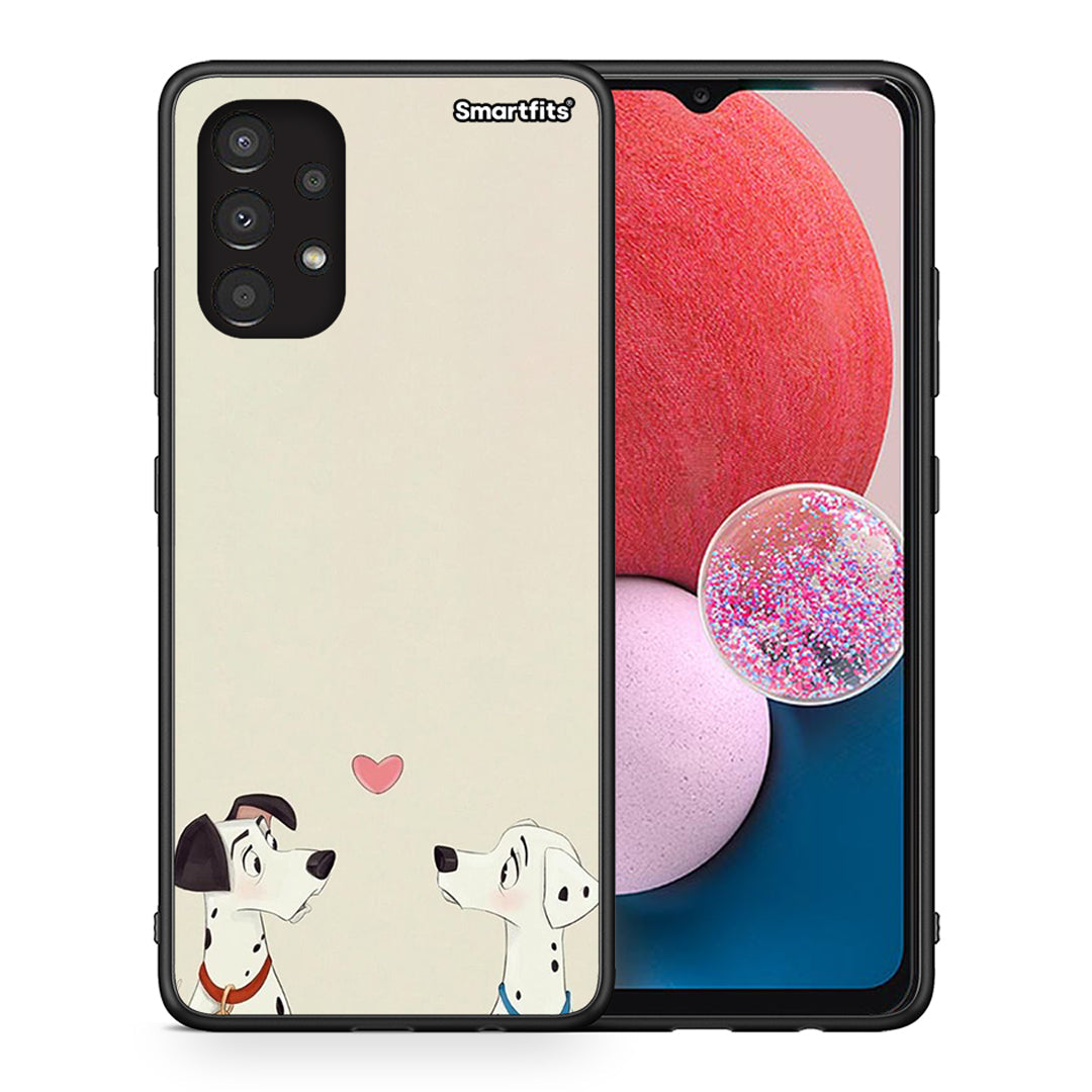 Θήκη Samsung A13 4G Dalmatians Love από τη Smartfits με σχέδιο στο πίσω μέρος και μαύρο περίβλημα | Samsung A13 4G Dalmatians Love case with colorful back and black bezels