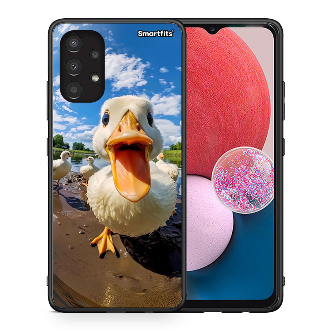 Θήκη Samsung A13 4G Duck Face από τη Smartfits με σχέδιο στο πίσω μέρος και μαύρο περίβλημα | Samsung A13 4G Duck Face case with colorful back and black bezels
