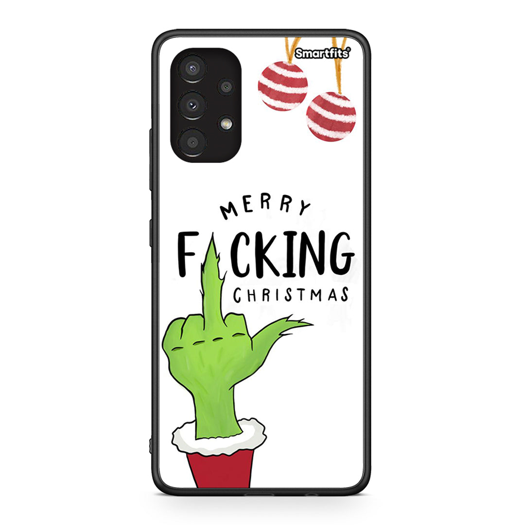 Samsung A13 4G Merry F Xmas θήκη από τη Smartfits με σχέδιο στο πίσω μέρος και μαύρο περίβλημα | Smartphone case with colorful back and black bezels by Smartfits