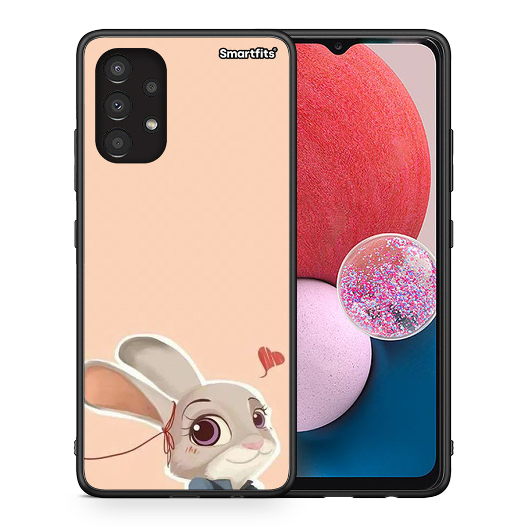 Θήκη Samsung A13 4G Nick Wilde And Judy Hopps Love 2 από τη Smartfits με σχέδιο στο πίσω μέρος και μαύρο περίβλημα | Samsung A13 4G Nick Wilde And Judy Hopps Love 2 case with colorful back and black bezels