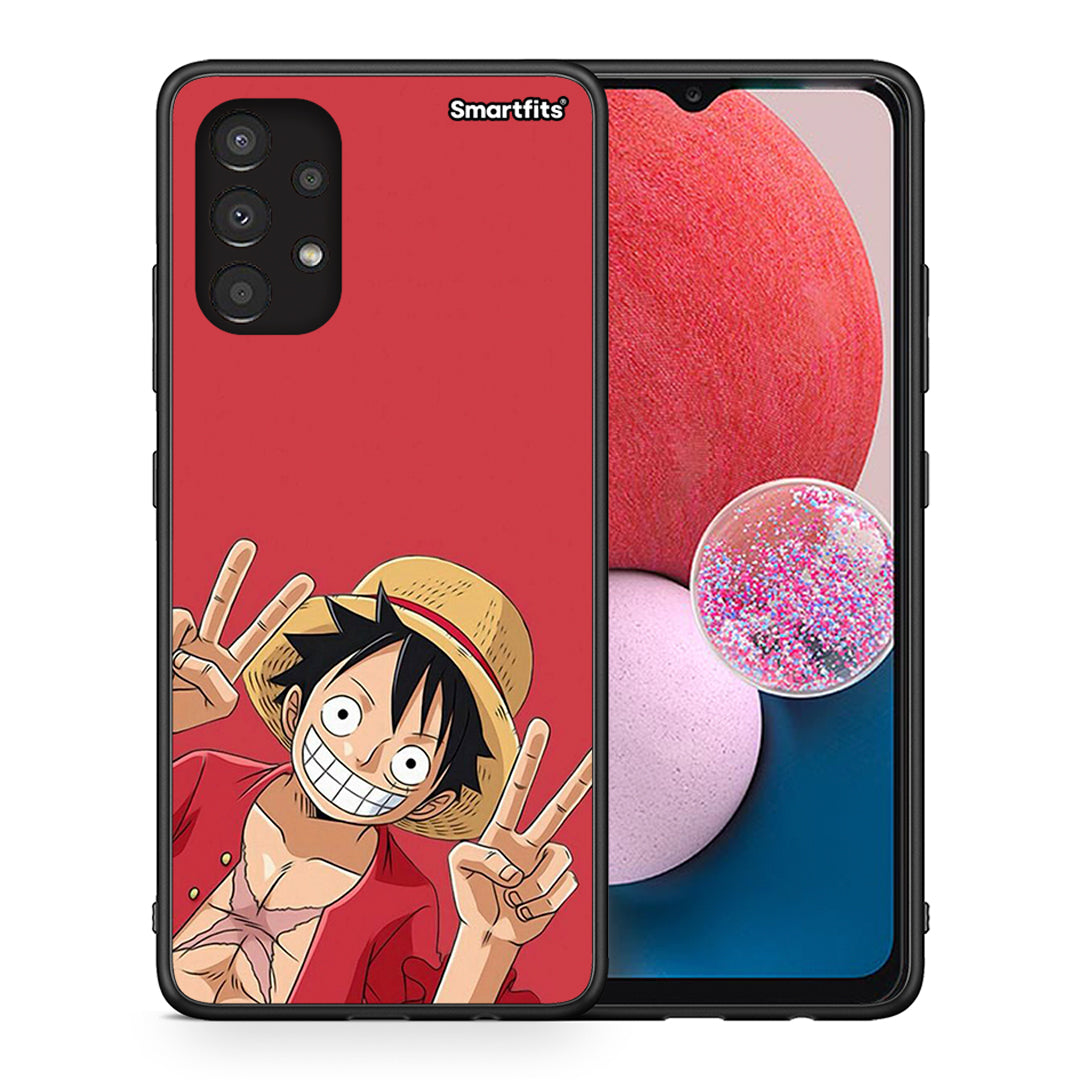 Θήκη Samsung A13 4G Pirate Luffy από τη Smartfits με σχέδιο στο πίσω μέρος και μαύρο περίβλημα | Samsung A13 4G Pirate Luffy case with colorful back and black bezels