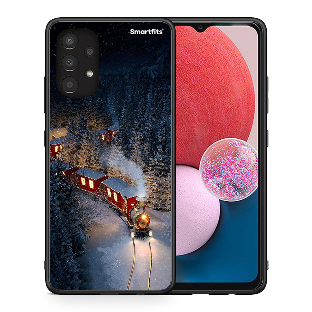 Θήκη Samsung A13 4G Xmas Train από τη Smartfits με σχέδιο στο πίσω μέρος και μαύρο περίβλημα | Samsung A13 4G Xmas Train case with colorful back and black bezels