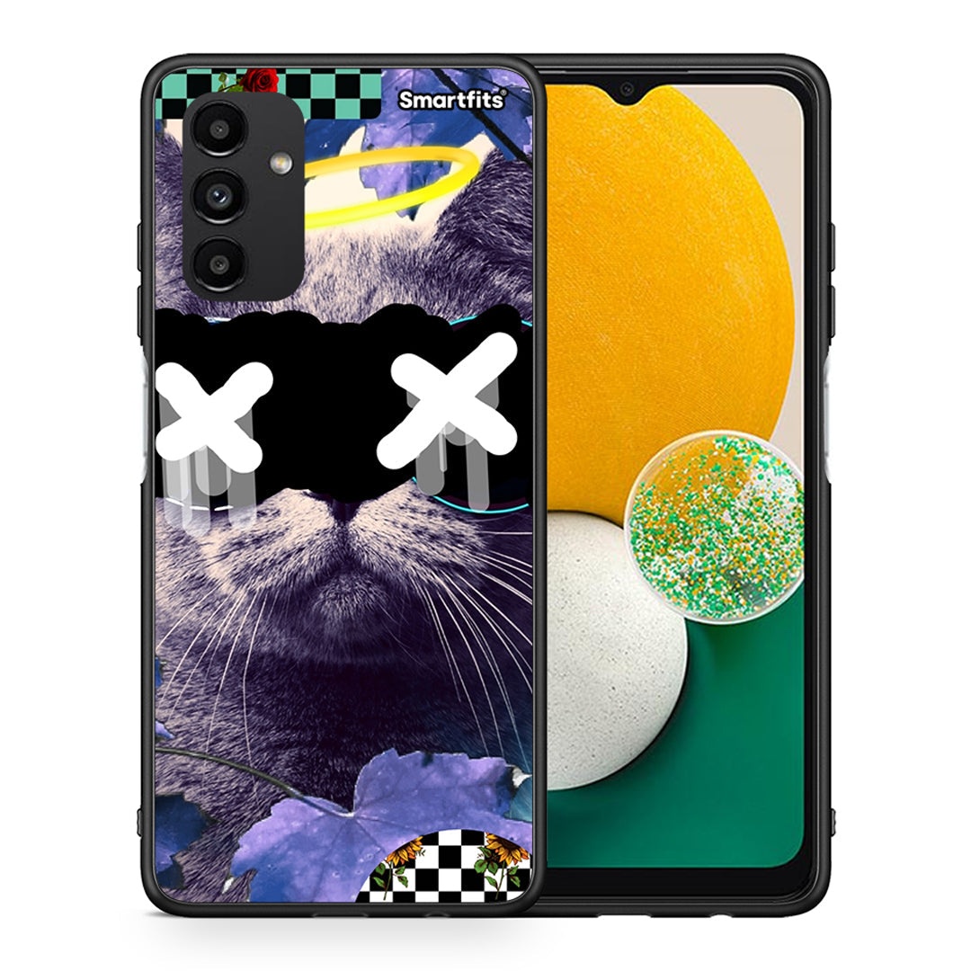 Θήκη Samsung A13 5G Cat Collage από τη Smartfits με σχέδιο στο πίσω μέρος και μαύρο περίβλημα | Samsung A13 5G Cat Collage case with colorful back and black bezels
