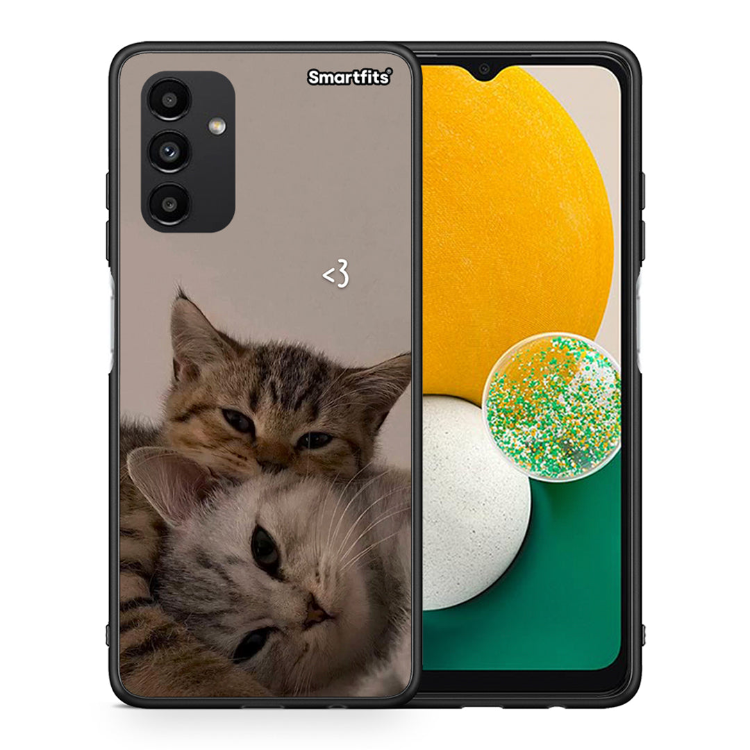 Θήκη Samsung A04s Cats In Love από τη Smartfits με σχέδιο στο πίσω μέρος και μαύρο περίβλημα | Samsung A04s Cats In Love case with colorful back and black bezels
