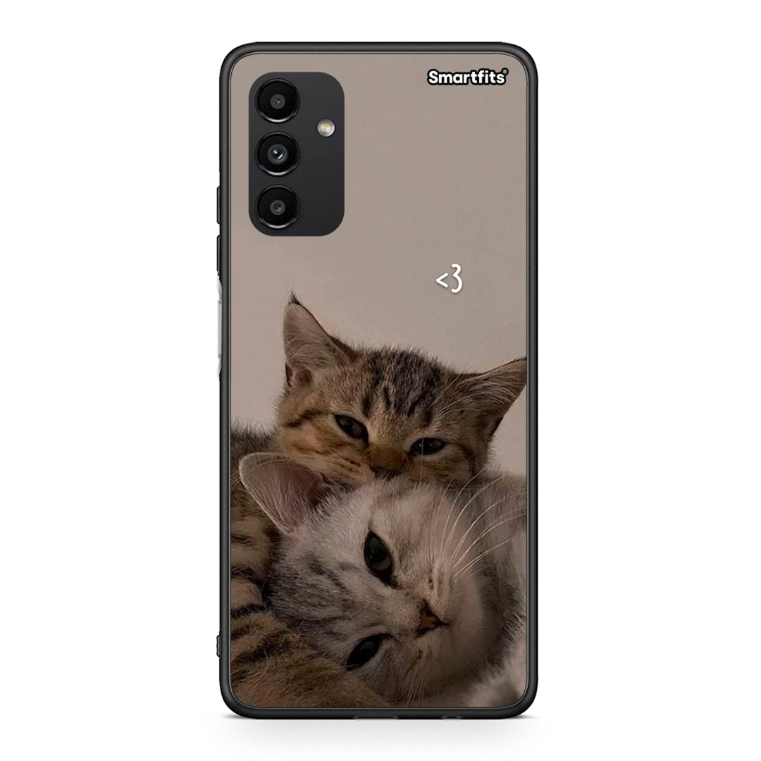 Samsung A04s Cats In Love θήκη από τη Smartfits με σχέδιο στο πίσω μέρος και μαύρο περίβλημα | Smartphone case with colorful back and black bezels by Smartfits