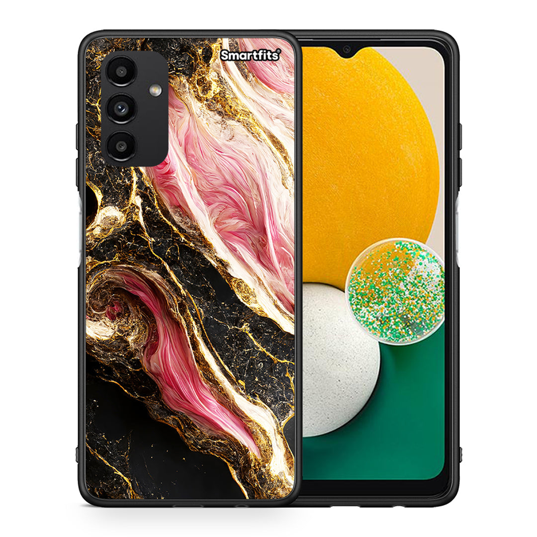 Θήκη Samsung A04s Glamorous Pink Marble από τη Smartfits με σχέδιο στο πίσω μέρος και μαύρο περίβλημα | Samsung A04s Glamorous Pink Marble case with colorful back and black bezels