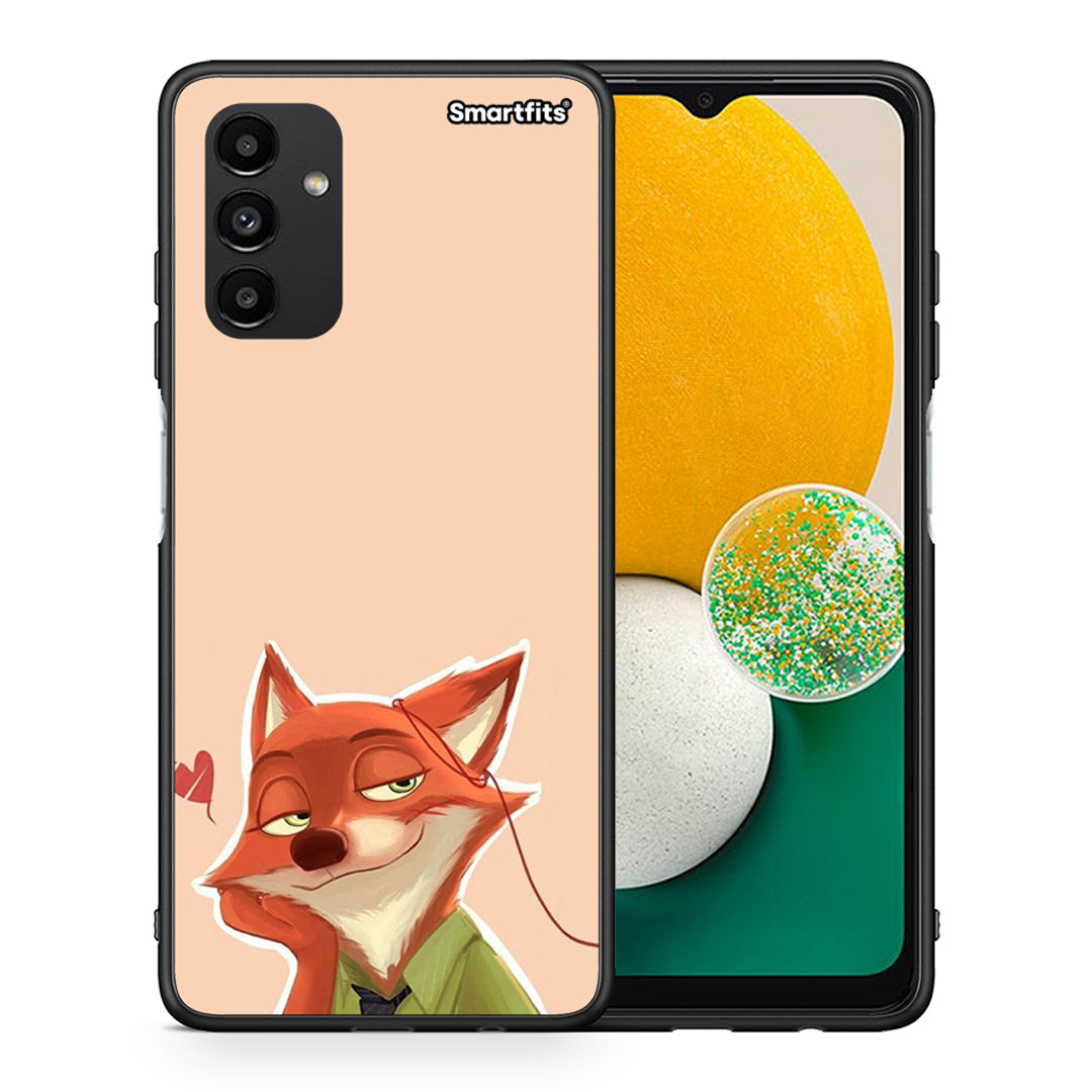 Θήκη Samsung A04s Nick Wilde And Judy Hopps Love 1 από τη Smartfits με σχέδιο στο πίσω μέρος και μαύρο περίβλημα | Samsung A04s Nick Wilde And Judy Hopps Love 1 case with colorful back and black bezels