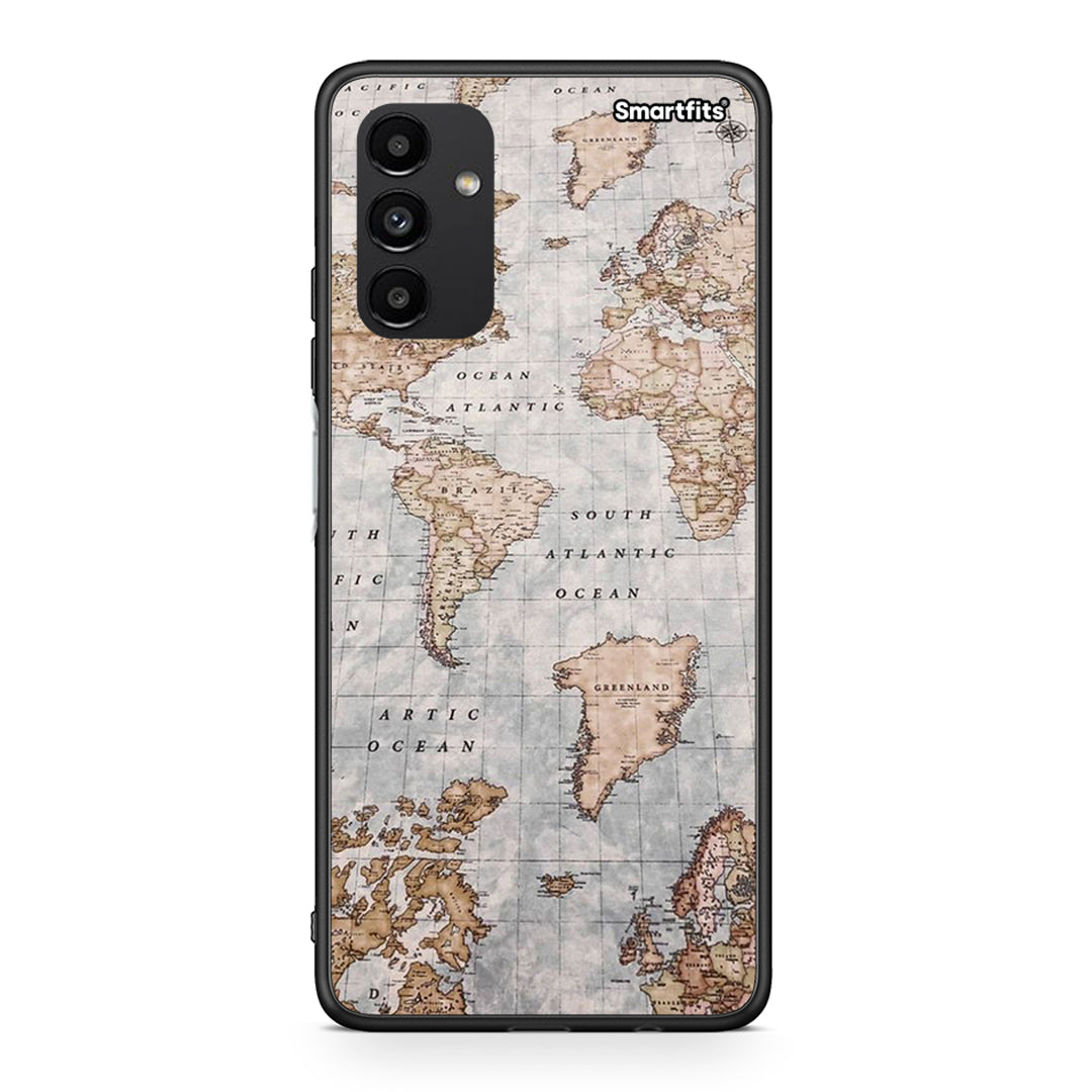 Samsung A13 5G World Map Θήκη από τη Smartfits με σχέδιο στο πίσω μέρος και μαύρο περίβλημα | Smartphone case with colorful back and black bezels by Smartfits