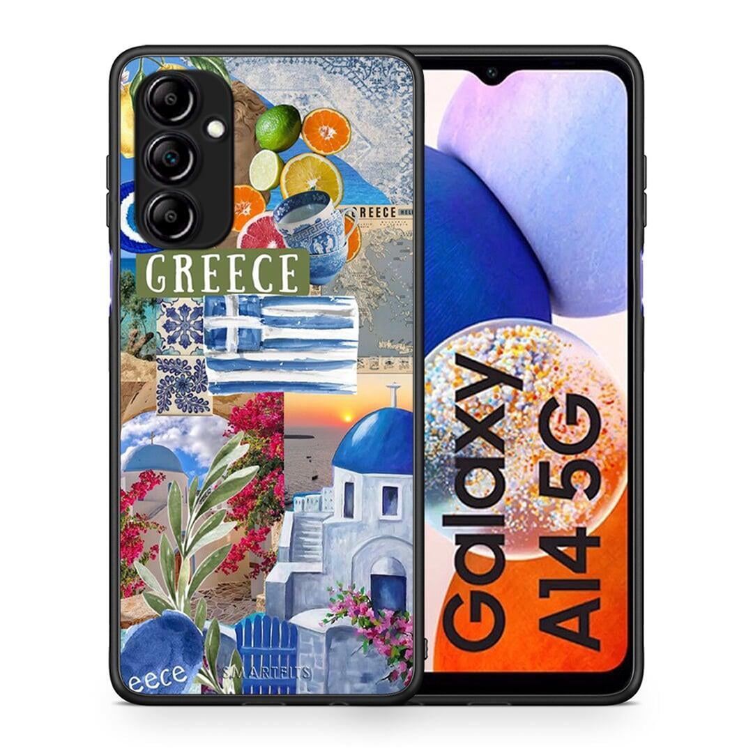 Θήκη Samsung Galaxy A14 / A14 5G All Greek από τη Smartfits με σχέδιο στο πίσω μέρος και μαύρο περίβλημα | Samsung Galaxy A14 / A14 5G All Greek Case with Colorful Back and Black Bezels