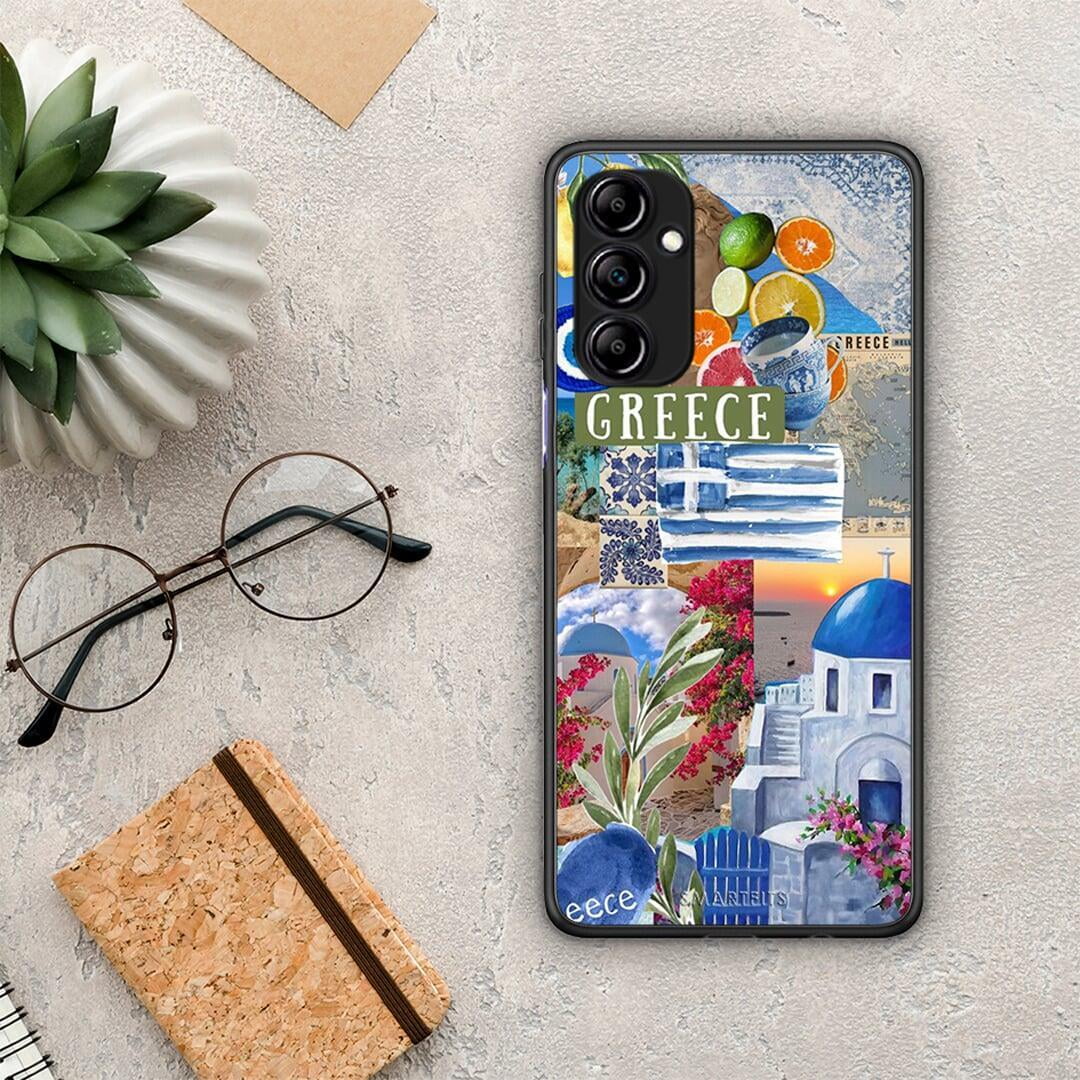 Θήκη Samsung Galaxy A14 / A14 5G All Greek από τη Smartfits με σχέδιο στο πίσω μέρος και μαύρο περίβλημα | Samsung Galaxy A14 / A14 5G All Greek Case with Colorful Back and Black Bezels