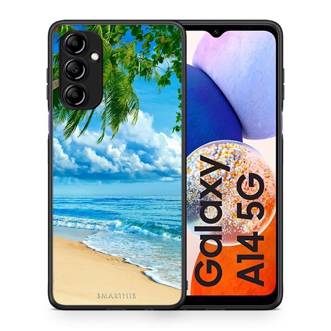 Θήκη Samsung Galaxy A14 / A14 5G Beautiful Beach από τη Smartfits με σχέδιο στο πίσω μέρος και μαύρο περίβλημα | Samsung Galaxy A14 / A14 5G Beautiful Beach Case with Colorful Back and Black Bezels