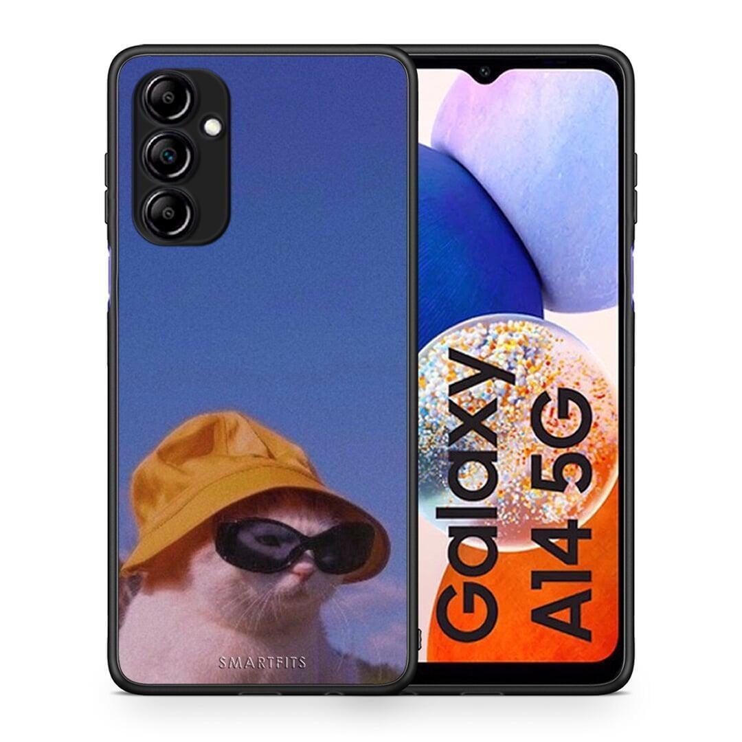 Θήκη Samsung Galaxy A14 / A14 5G Cat Diva από τη Smartfits με σχέδιο στο πίσω μέρος και μαύρο περίβλημα | Samsung Galaxy A14 / A14 5G Cat Diva Case with Colorful Back and Black Bezels