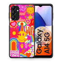 Thumbnail for Θήκη Samsung Galaxy A14 / A14 5G Hippie Love από τη Smartfits με σχέδιο στο πίσω μέρος και μαύρο περίβλημα | Samsung Galaxy A14 / A14 5G Hippie Love Case with Colorful Back and Black Bezels