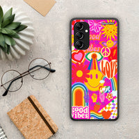 Thumbnail for Θήκη Samsung Galaxy A14 / A14 5G Hippie Love από τη Smartfits με σχέδιο στο πίσω μέρος και μαύρο περίβλημα | Samsung Galaxy A14 / A14 5G Hippie Love Case with Colorful Back and Black Bezels