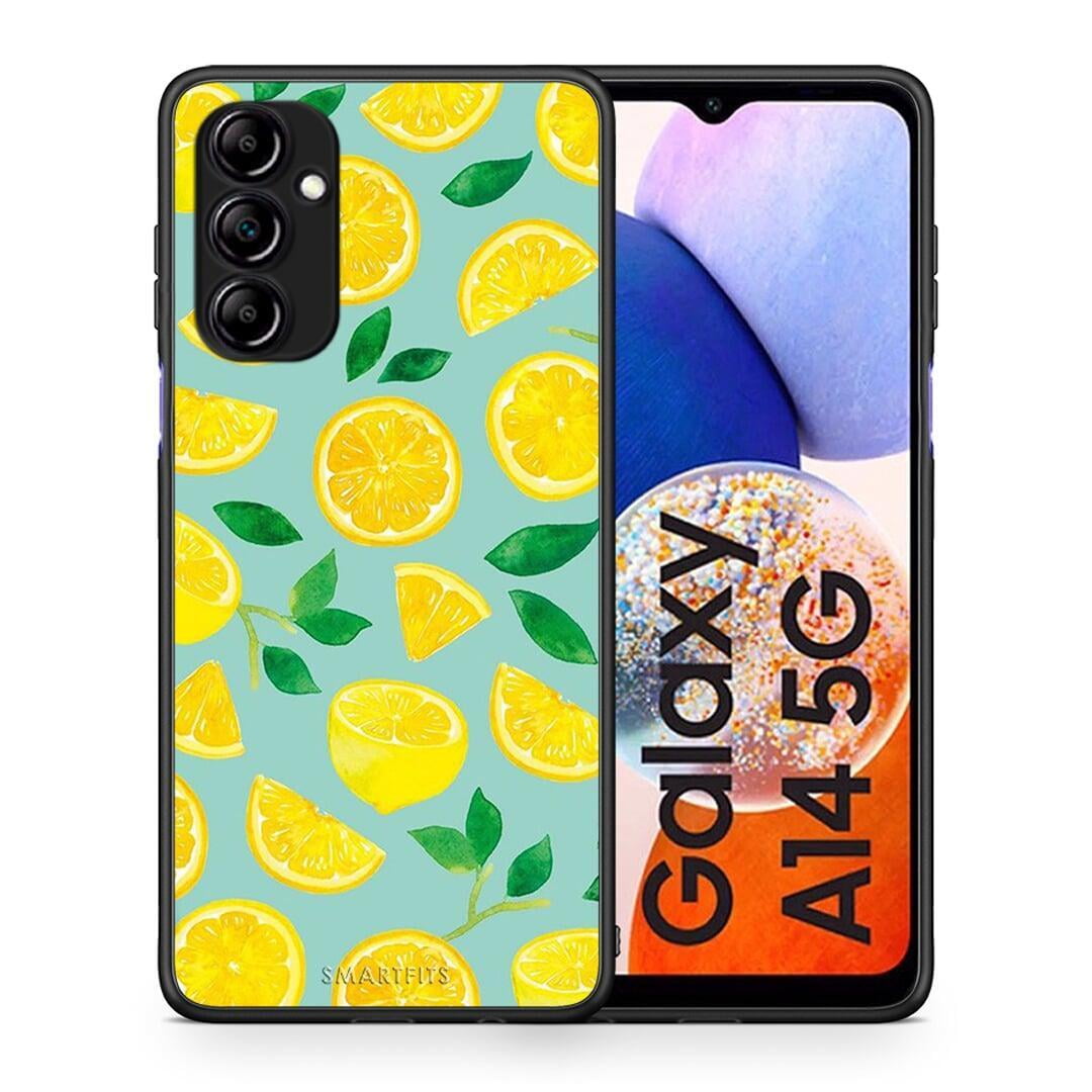 Θήκη Samsung Galaxy A14 / A14 5G Lemons από τη Smartfits με σχέδιο στο πίσω μέρος και μαύρο περίβλημα | Samsung Galaxy A14 / A14 5G Lemons Case with Colorful Back and Black Bezels