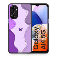 Thumbnail for Θήκη Samsung Galaxy A14 / A14 5G Purple Mariposa από τη Smartfits με σχέδιο στο πίσω μέρος και μαύρο περίβλημα | Samsung Galaxy A14 / A14 5G Purple Mariposa Case with Colorful Back and Black Bezels