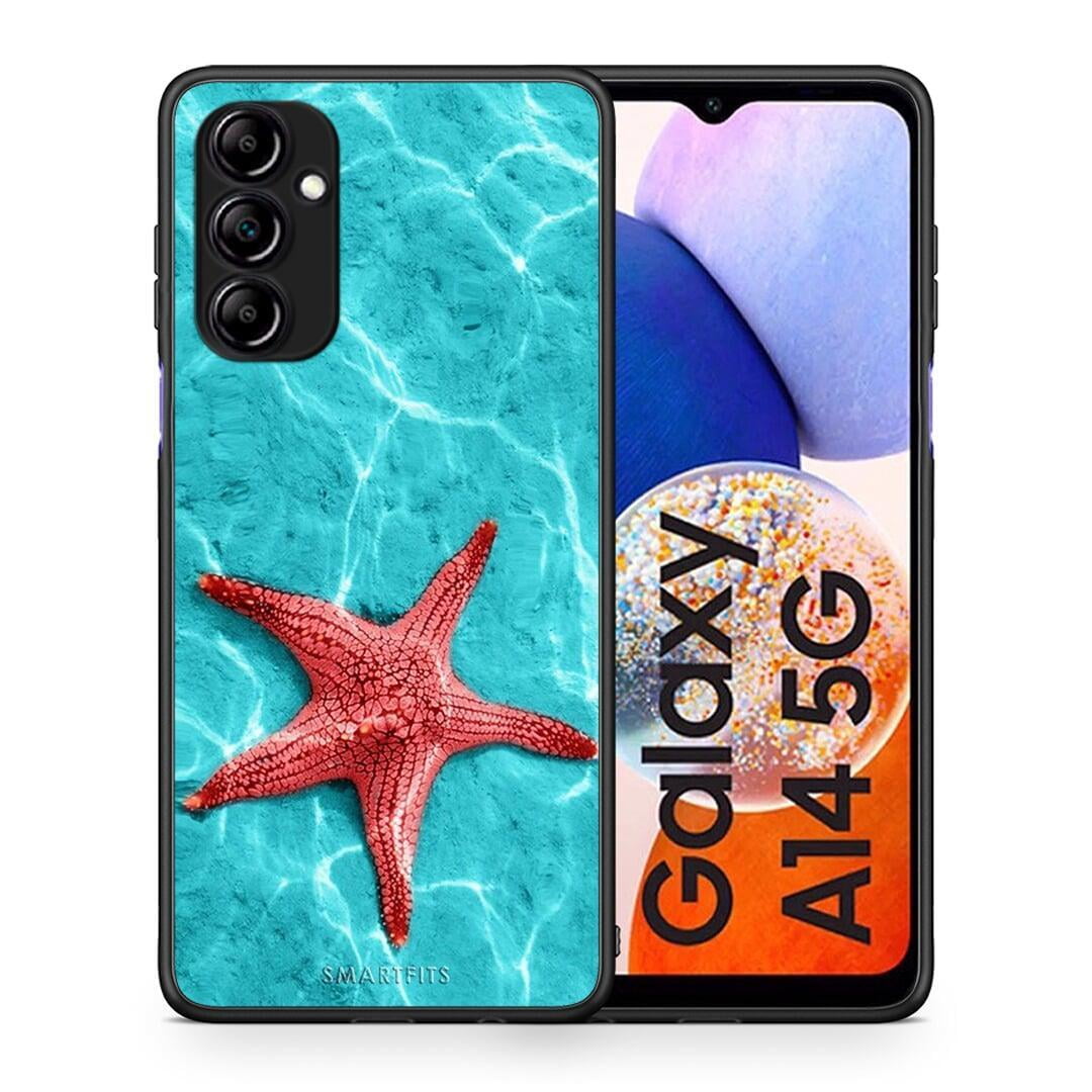 Θήκη Samsung Galaxy A14 / A14 5G Red Starfish από τη Smartfits με σχέδιο στο πίσω μέρος και μαύρο περίβλημα | Samsung Galaxy A14 / A14 5G Red Starfish Case with Colorful Back and Black Bezels