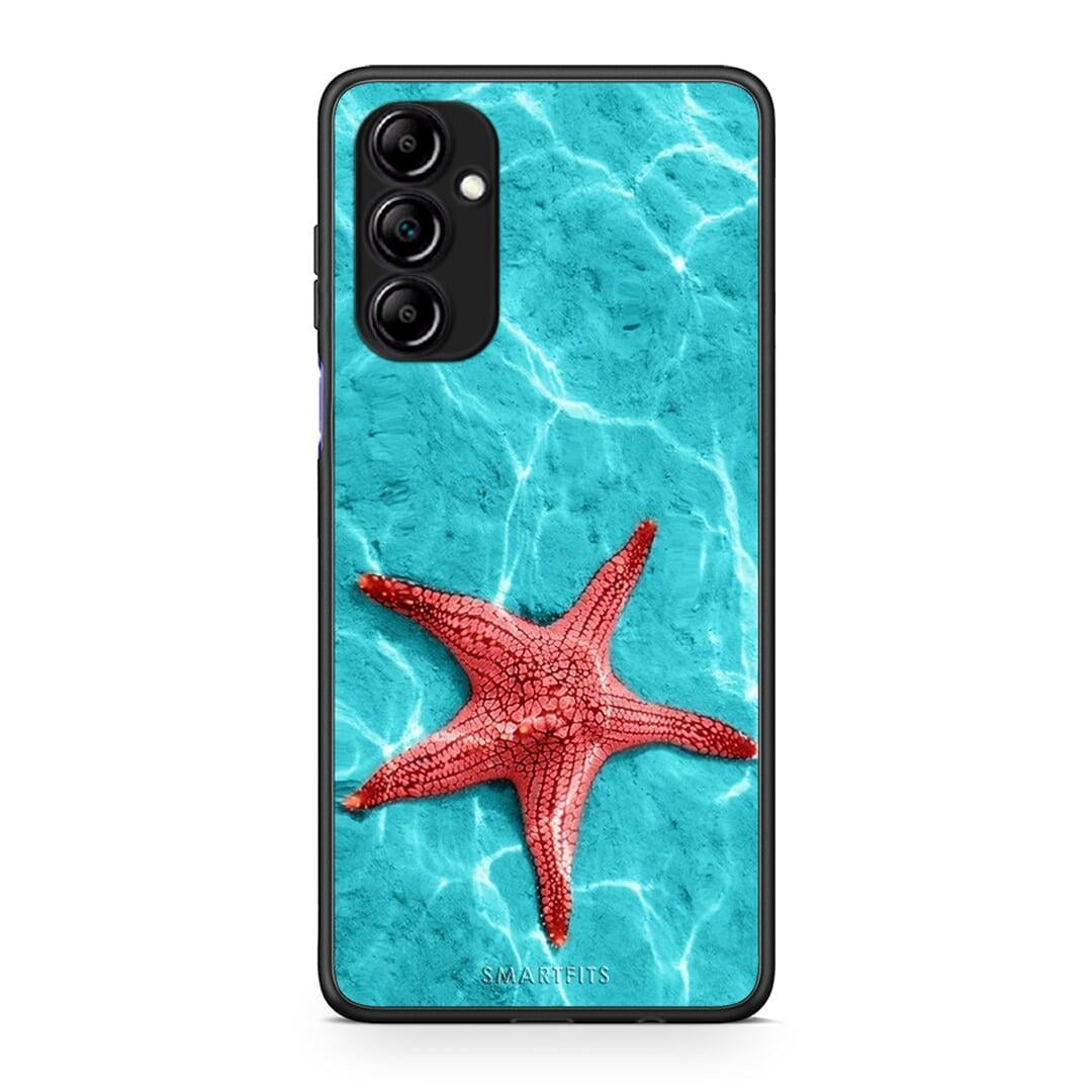 Θήκη Samsung Galaxy A14 / A14 5G Red Starfish από τη Smartfits με σχέδιο στο πίσω μέρος και μαύρο περίβλημα | Samsung Galaxy A14 / A14 5G Red Starfish Case with Colorful Back and Black Bezels