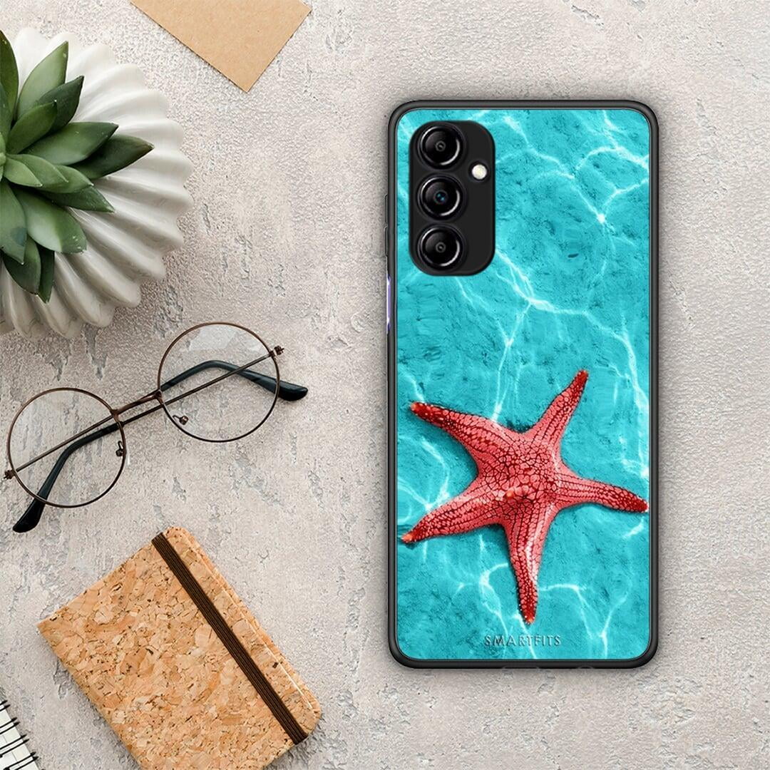 Θήκη Samsung Galaxy A14 / A14 5G Red Starfish από τη Smartfits με σχέδιο στο πίσω μέρος και μαύρο περίβλημα | Samsung Galaxy A14 / A14 5G Red Starfish Case with Colorful Back and Black Bezels