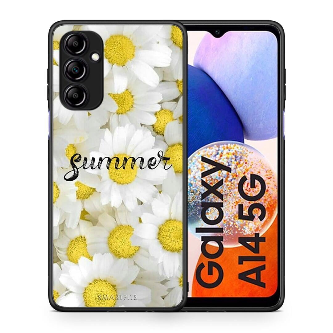 Θήκη Samsung Galaxy A14 / A14 5G Summer Daisies από τη Smartfits με σχέδιο στο πίσω μέρος και μαύρο περίβλημα | Samsung Galaxy A14 / A14 5G Summer Daisies Case with Colorful Back and Black Bezels