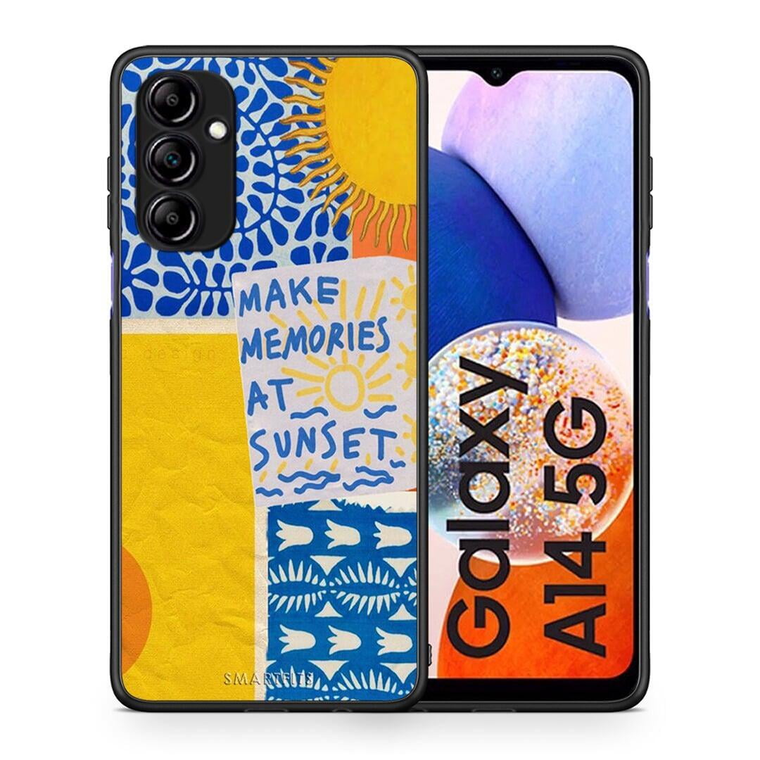 Θήκη Samsung Galaxy A14 / A14 5G Sunset Memories από τη Smartfits με σχέδιο στο πίσω μέρος και μαύρο περίβλημα | Samsung Galaxy A14 / A14 5G Sunset Memories Case with Colorful Back and Black Bezels