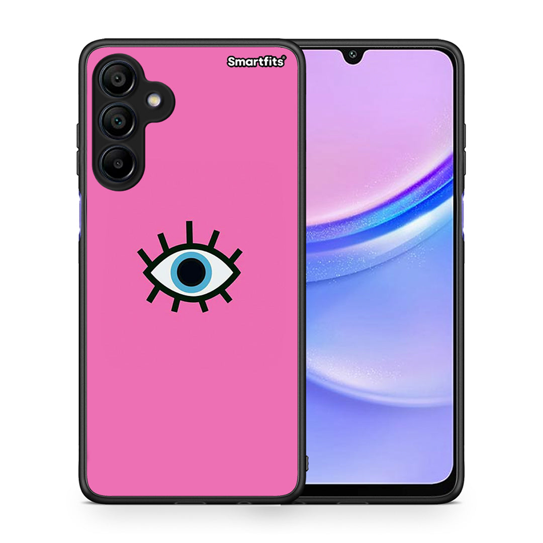 Θήκη Samsung Galaxy A15 4G Blue Eye Pink από τη Smartfits με σχέδιο στο πίσω μέρος και μαύρο περίβλημα | Samsung Galaxy A15 4G Blue Eye Pink case with colorful back and black bezels