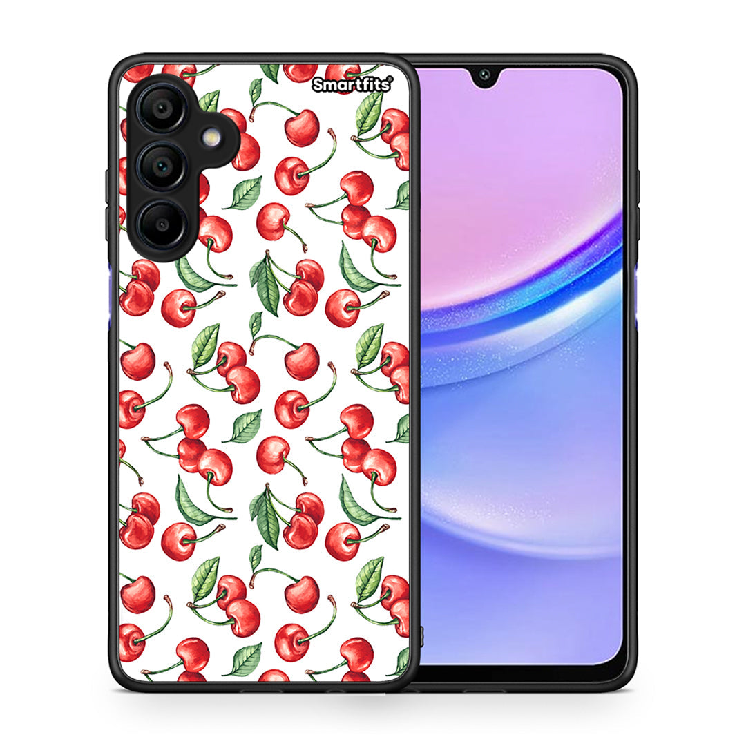 Θήκη Samsung Galaxy A15 4G Cherry Summer από τη Smartfits με σχέδιο στο πίσω μέρος και μαύρο περίβλημα | Samsung Galaxy A15 4G Cherry Summer case with colorful back and black bezels