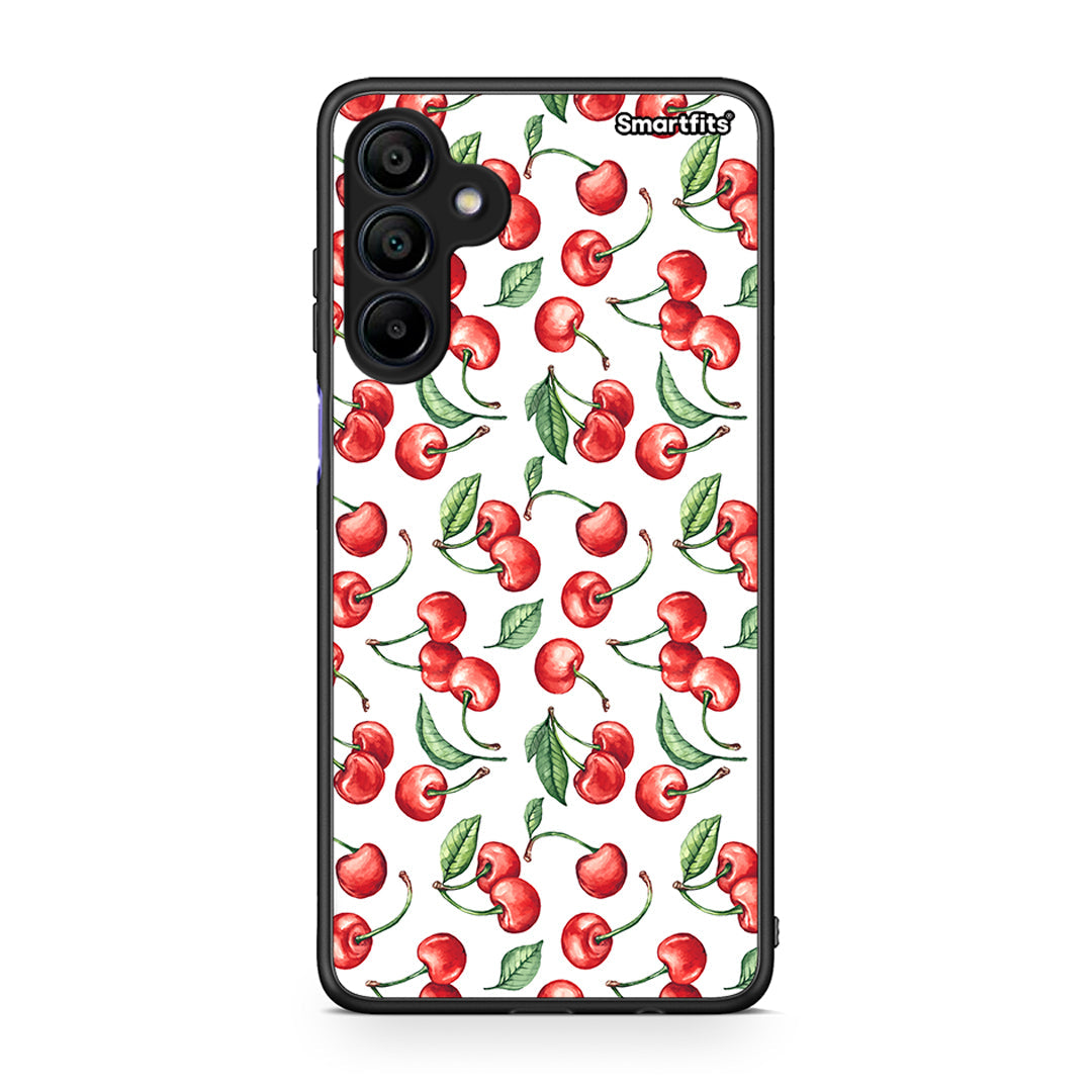 Samsung Galaxy A15 4G Cherry Summer θήκη από τη Smartfits με σχέδιο στο πίσω μέρος και μαύρο περίβλημα | Smartphone case with colorful back and black bezels by Smartfits