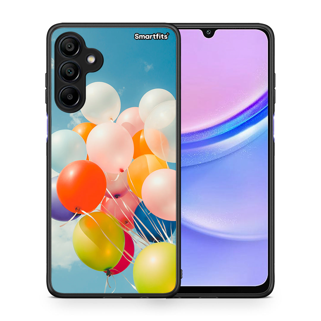 Θήκη Samsung Galaxy A15 4G Colorful Balloons από τη Smartfits με σχέδιο στο πίσω μέρος και μαύρο περίβλημα | Samsung Galaxy A15 4G Colorful Balloons case with colorful back and black bezels