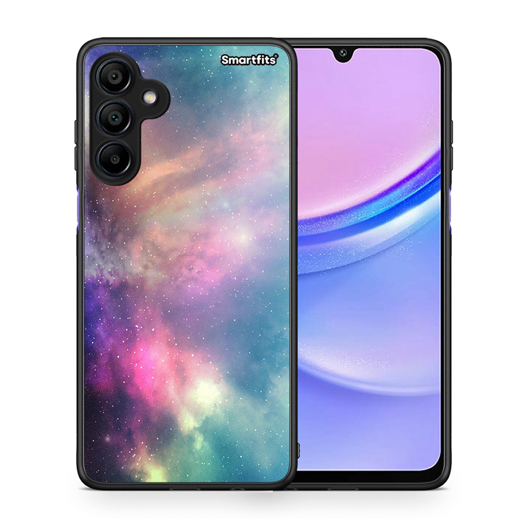 Θήκη Samsung Galaxy A15 4G Rainbow Galaxy από τη Smartfits με σχέδιο στο πίσω μέρος και μαύρο περίβλημα | Samsung Galaxy A15 4G Rainbow Galaxy case with colorful back and black bezels