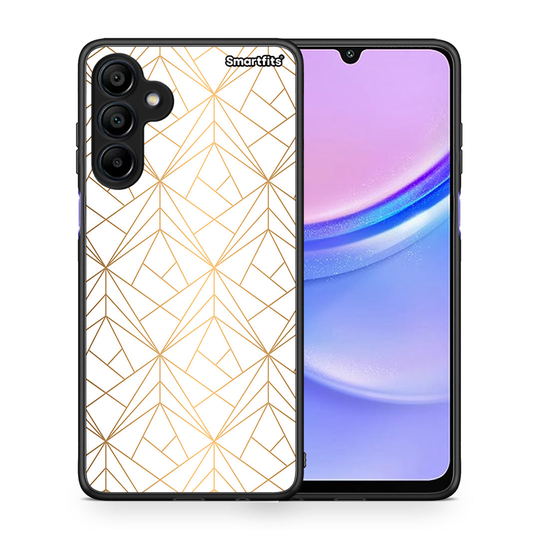 Θήκη Samsung Galaxy A15 4G Luxury White Geometric από τη Smartfits με σχέδιο στο πίσω μέρος και μαύρο περίβλημα | Samsung Galaxy A15 4G Luxury White Geometric case with colorful back and black bezels