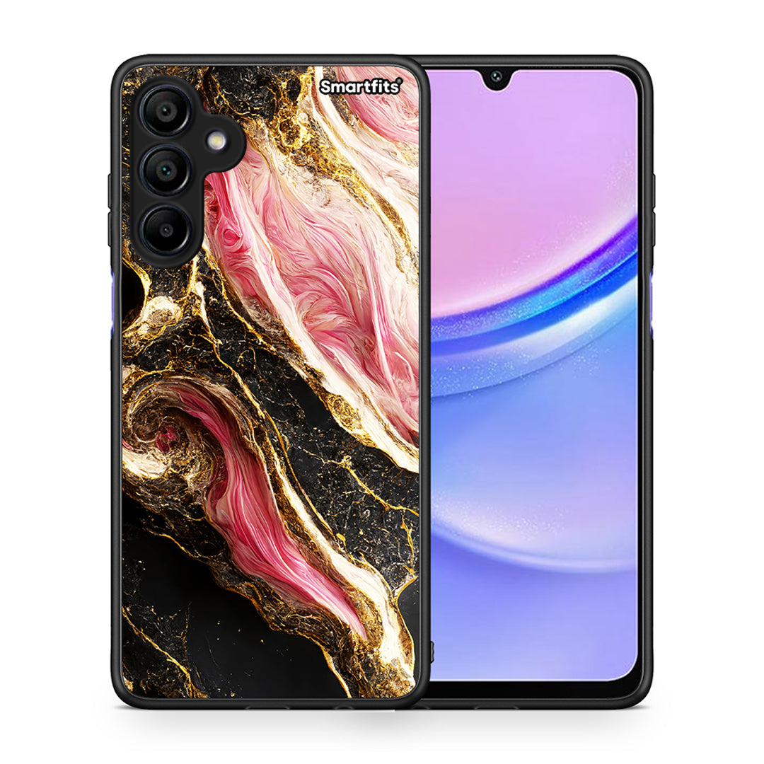 Θήκη Samsung Galaxy A15 4G Glamorous Pink Marble από τη Smartfits με σχέδιο στο πίσω μέρος και μαύρο περίβλημα | Samsung Galaxy A15 4G Glamorous Pink Marble case with colorful back and black bezels