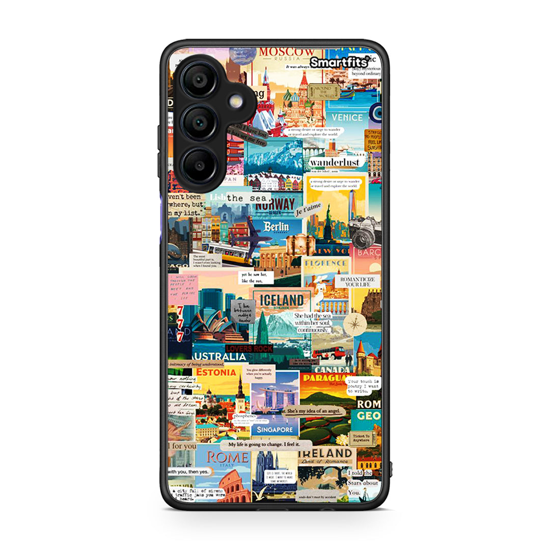 Samsung Galaxy A15 4G Live To Travel θήκη από τη Smartfits με σχέδιο στο πίσω μέρος και μαύρο περίβλημα | Smartphone case with colorful back and black bezels by Smartfits