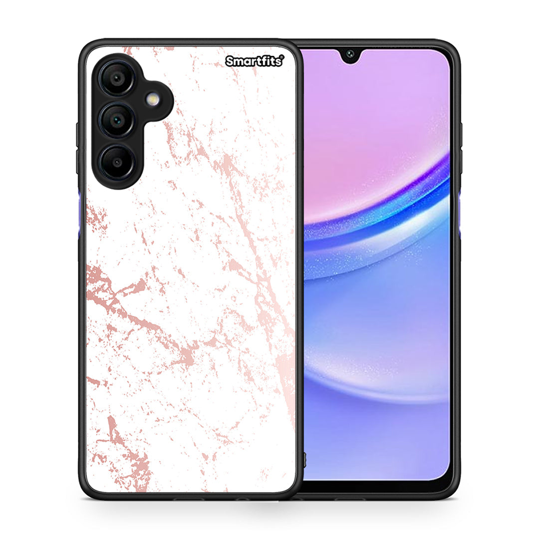 Θήκη Samsung Galaxy A15 4G Pink Splash Marble από τη Smartfits με σχέδιο στο πίσω μέρος και μαύρο περίβλημα | Samsung Galaxy A15 4G Pink Splash Marble case with colorful back and black bezels