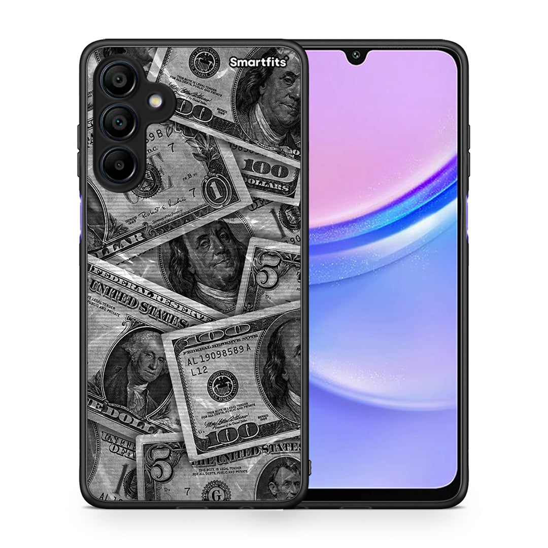 Θήκη Samsung Galaxy A15 4G Money Dollars από τη Smartfits με σχέδιο στο πίσω μέρος και μαύρο περίβλημα | Samsung Galaxy A15 4G Money Dollars case with colorful back and black bezels