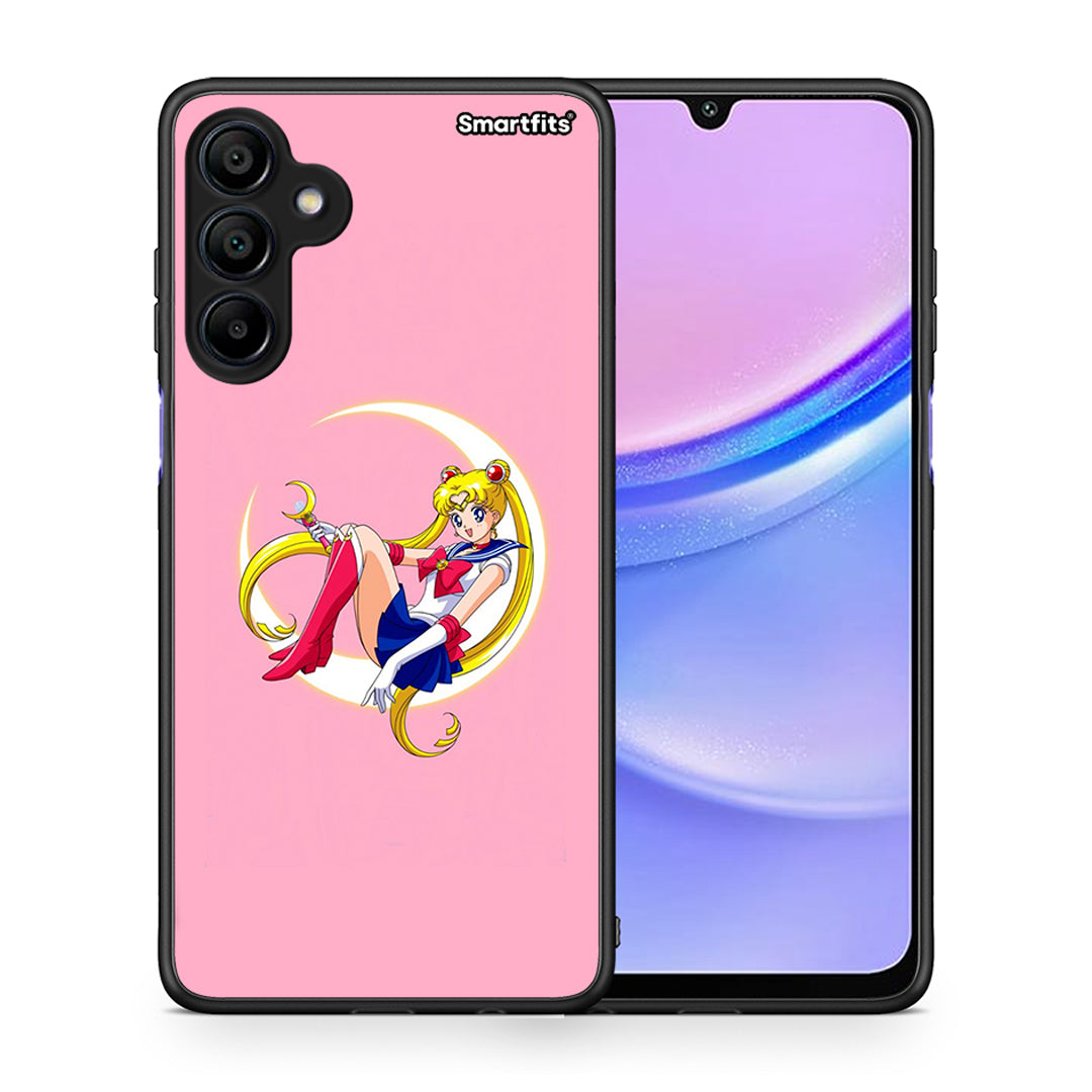 Θήκη Samsung Galaxy A15 4G Moon Girl από τη Smartfits με σχέδιο στο πίσω μέρος και μαύρο περίβλημα | Samsung Galaxy A15 4G Moon Girl case with colorful back and black bezels