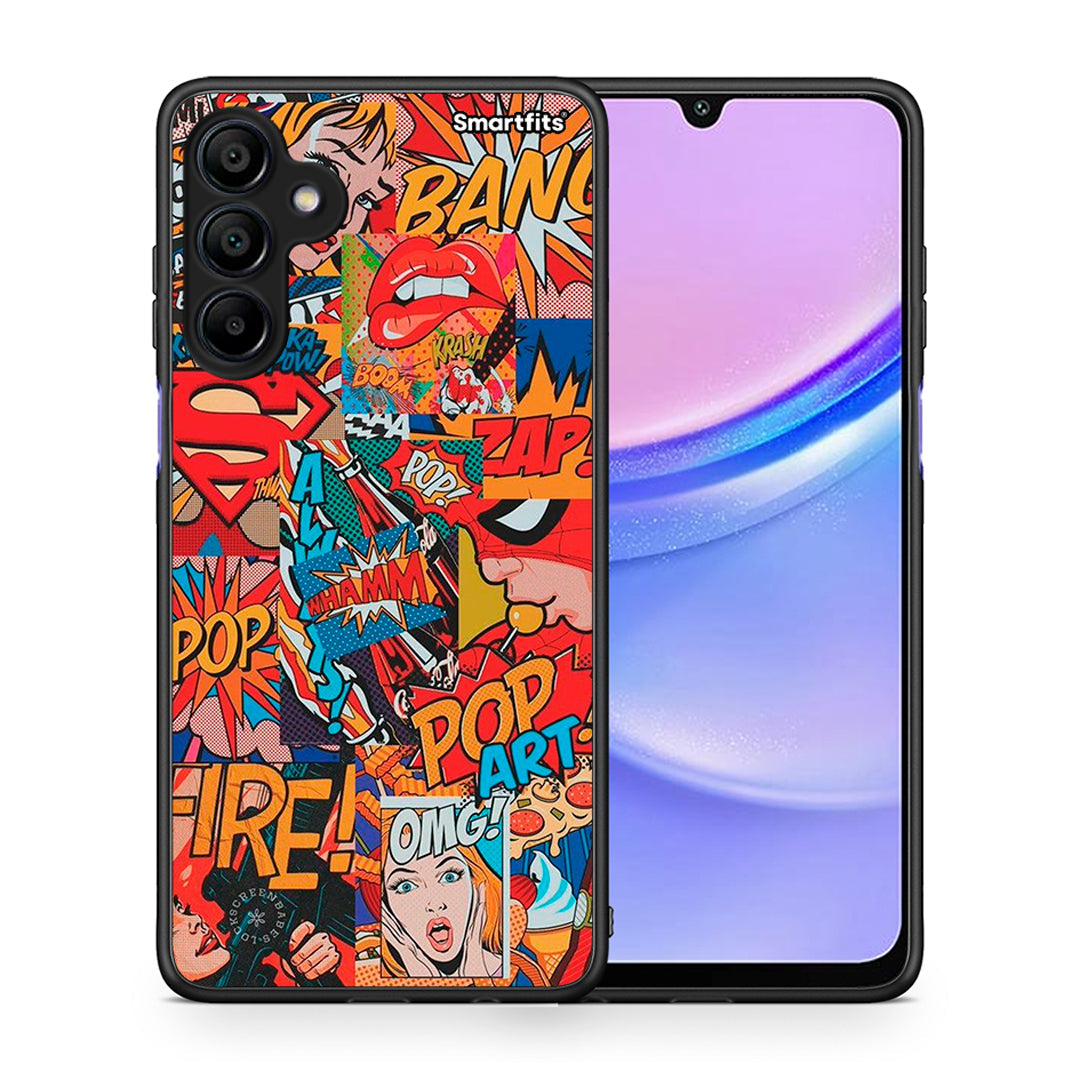 Θήκη Samsung Galaxy A15 4G PopArt OMG από τη Smartfits με σχέδιο στο πίσω μέρος και μαύρο περίβλημα | Samsung Galaxy A15 4G PopArt OMG case with colorful back and black bezels