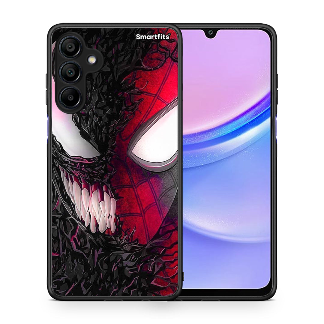 Θήκη Samsung Galaxy A15 4G SpiderVenom PopArt από τη Smartfits με σχέδιο στο πίσω μέρος και μαύρο περίβλημα | Samsung Galaxy A15 4G SpiderVenom PopArt case with colorful back and black bezels