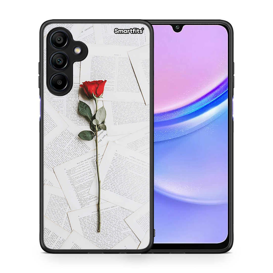 Θήκη Samsung Galaxy A15 4G Red Rose από τη Smartfits με σχέδιο στο πίσω μέρος και μαύρο περίβλημα | Samsung Galaxy A15 4G Red Rose case with colorful back and black bezels