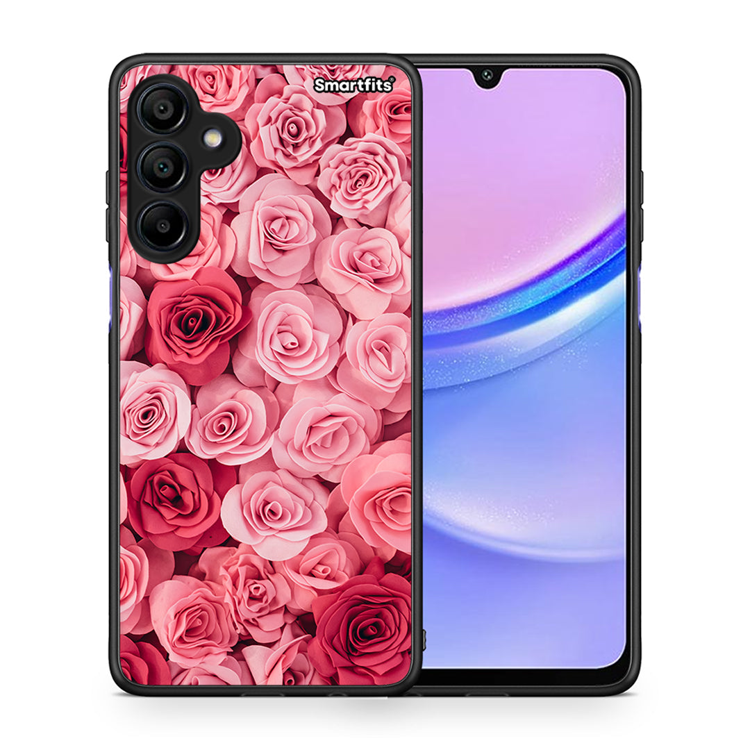 Θήκη Samsung Galaxy A15 4G RoseGarden Valentine από τη Smartfits με σχέδιο στο πίσω μέρος και μαύρο περίβλημα | Samsung Galaxy A15 4G RoseGarden Valentine case with colorful back and black bezels