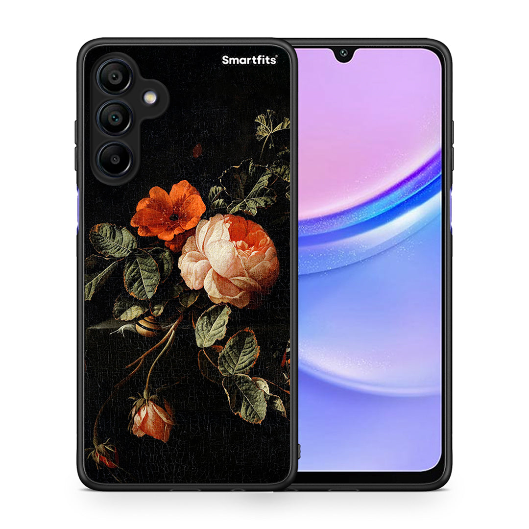 Θήκη Samsung Galaxy A15 4G Vintage Roses από τη Smartfits με σχέδιο στο πίσω μέρος και μαύρο περίβλημα | Samsung Galaxy A15 4G Vintage Roses case with colorful back and black bezels