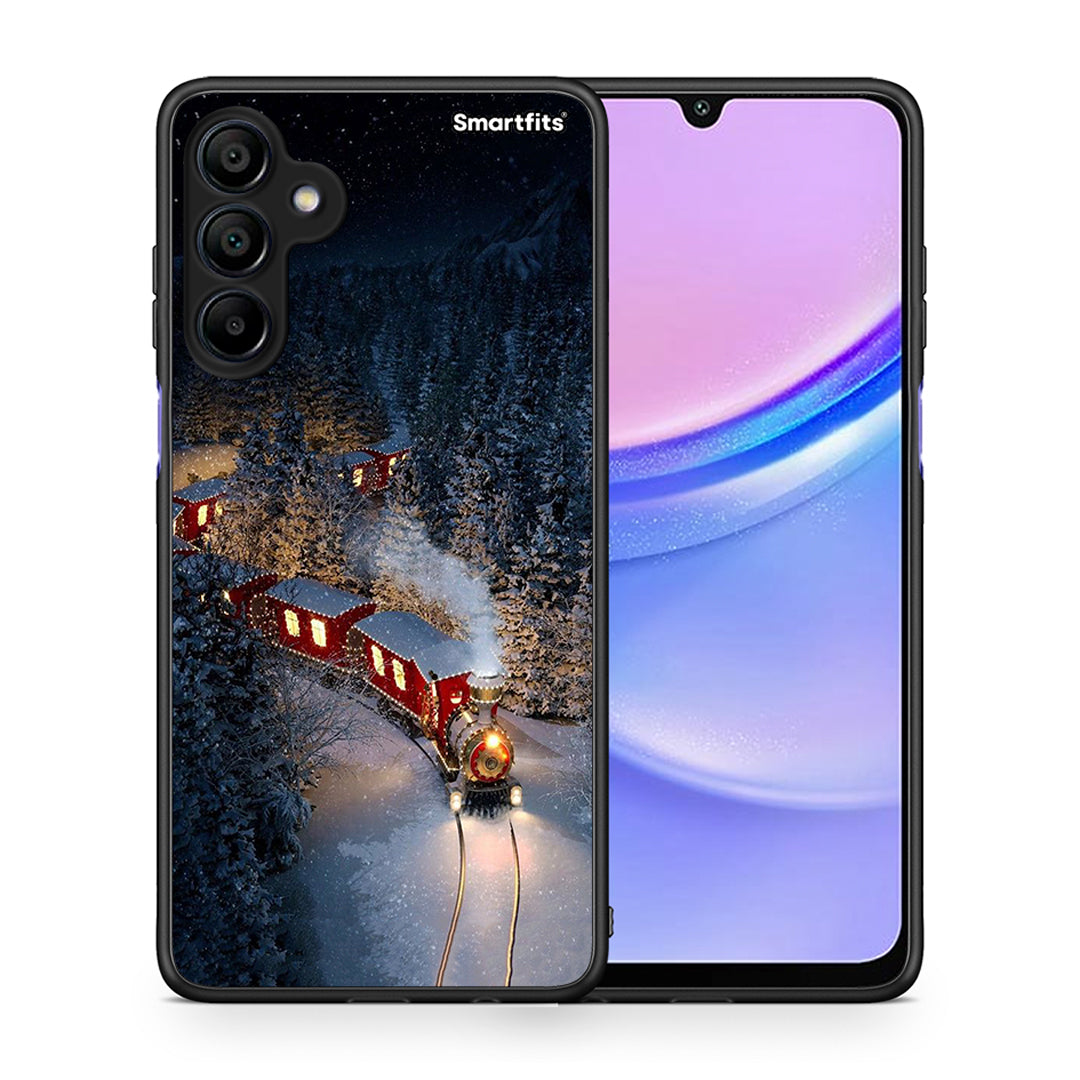 Θήκη Samsung Galaxy A15 4G Xmas Train από τη Smartfits με σχέδιο στο πίσω μέρος και μαύρο περίβλημα | Samsung Galaxy A15 4G Xmas Train case with colorful back and black bezels