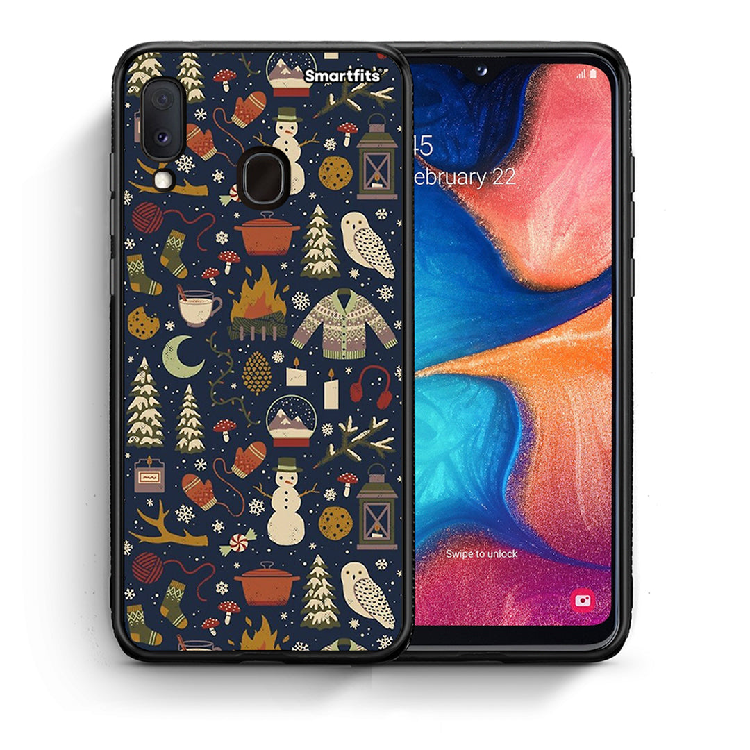 Θήκη Samsung Galaxy A30 Christmas Elements από τη Smartfits με σχέδιο στο πίσω μέρος και μαύρο περίβλημα | Samsung Galaxy A30 Christmas Elements case with colorful back and black bezels