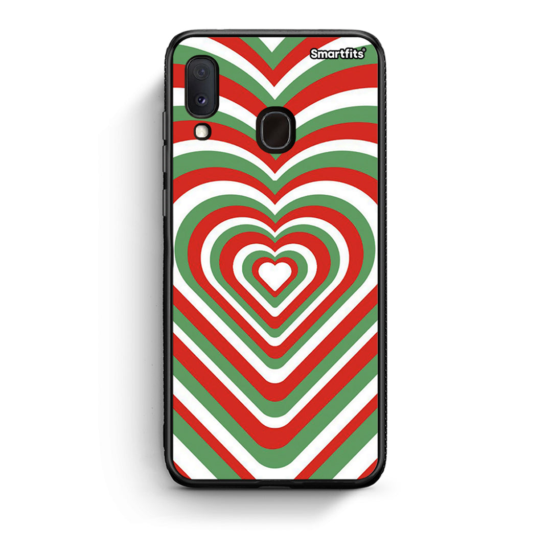 Samsung A20e Christmas Hearts θήκη από τη Smartfits με σχέδιο στο πίσω μέρος και μαύρο περίβλημα | Smartphone case with colorful back and black bezels by Smartfits