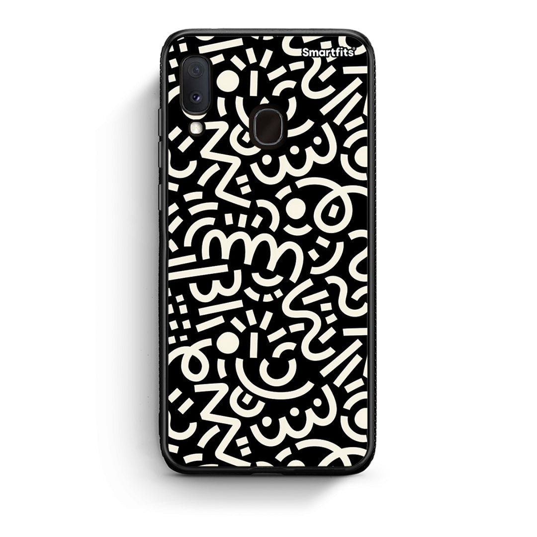 Samsung A20e Doodle Art Θήκη από τη Smartfits με σχέδιο στο πίσω μέρος και μαύρο περίβλημα | Smartphone case with colorful back and black bezels by Smartfits