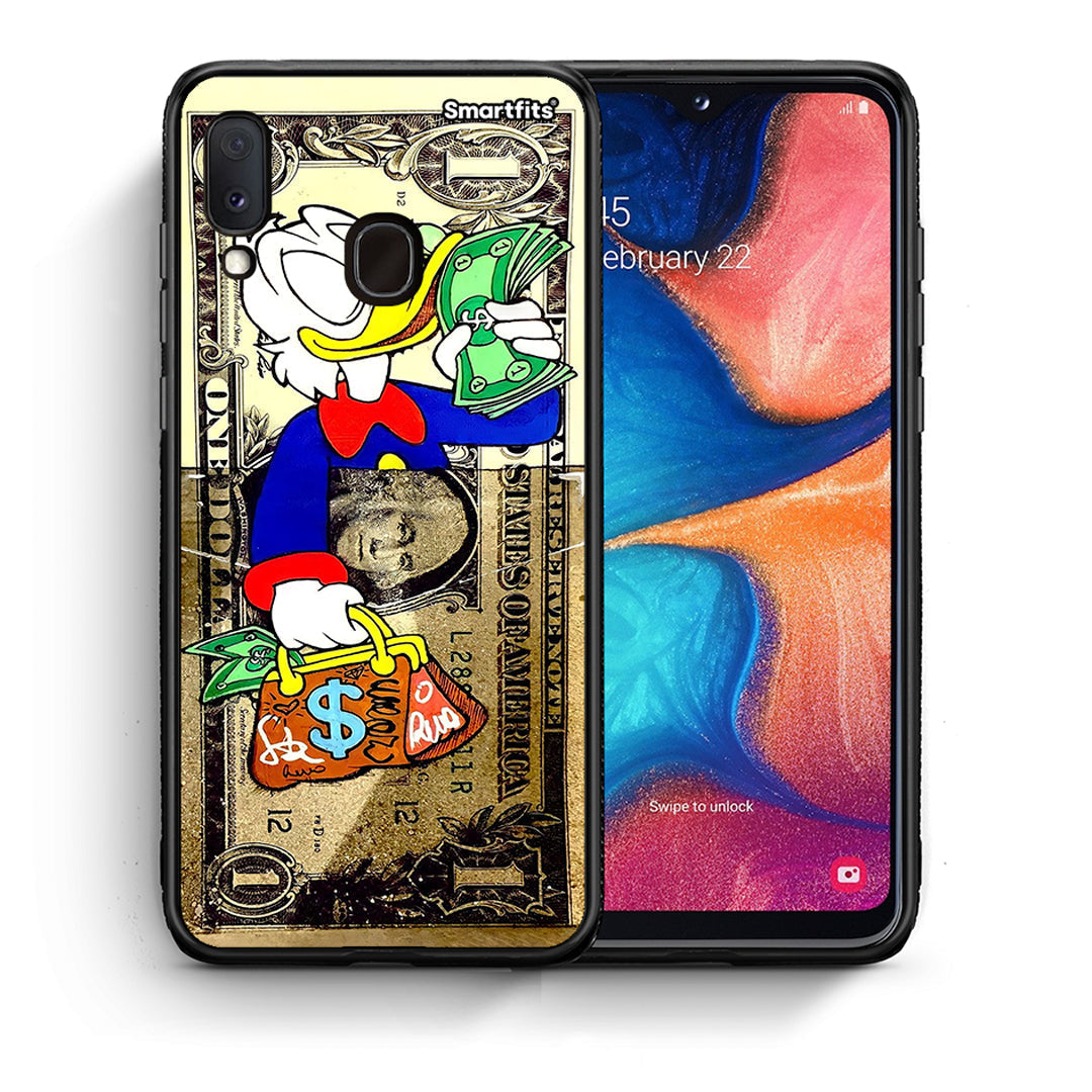 Θήκη Samsung Galaxy M20 Duck Money από τη Smartfits με σχέδιο στο πίσω μέρος και μαύρο περίβλημα | Samsung Galaxy M20 Duck Money case with colorful back and black bezels