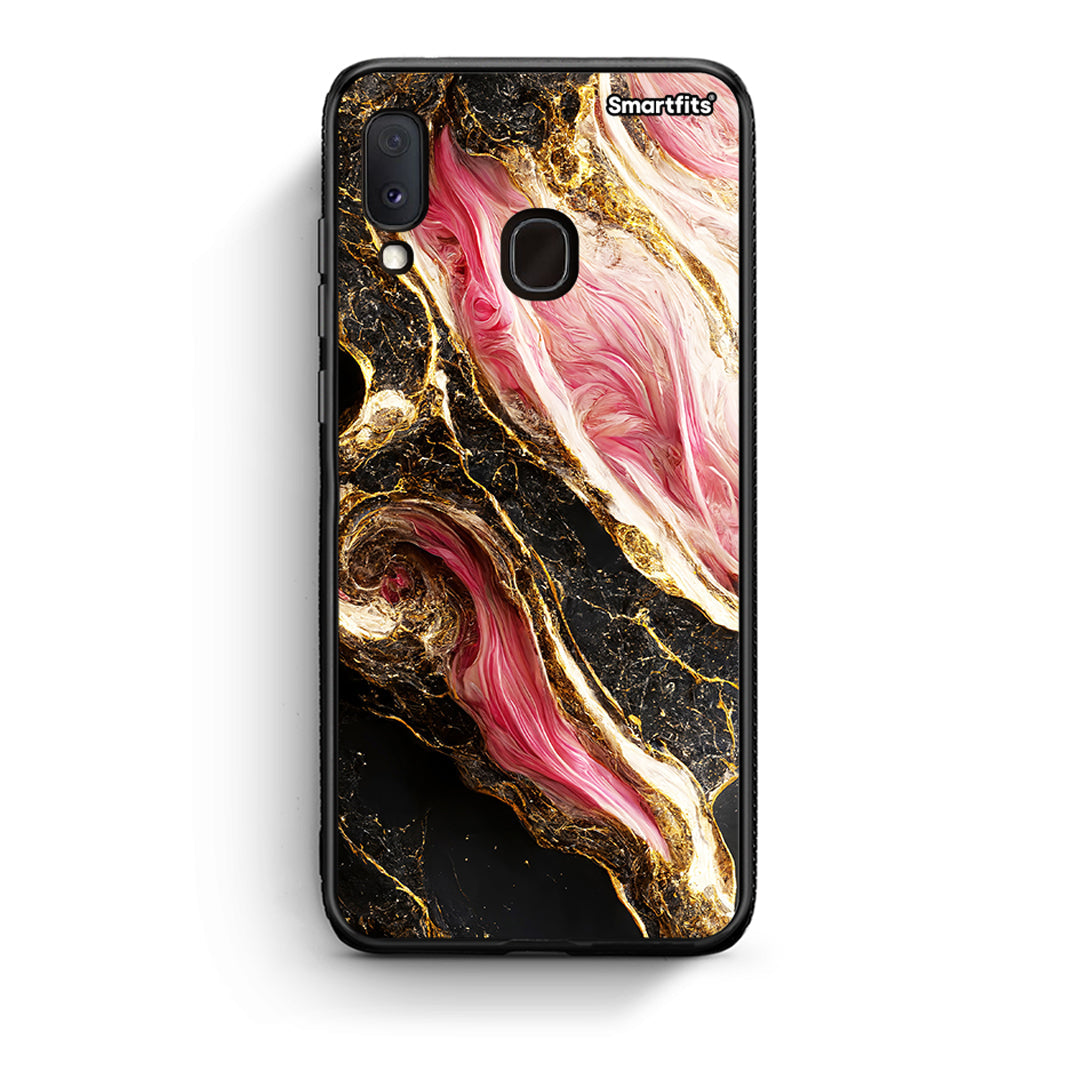 Samsung Galaxy A30 Glamorous Pink Marble θήκη από τη Smartfits με σχέδιο στο πίσω μέρος και μαύρο περίβλημα | Smartphone case with colorful back and black bezels by Smartfits