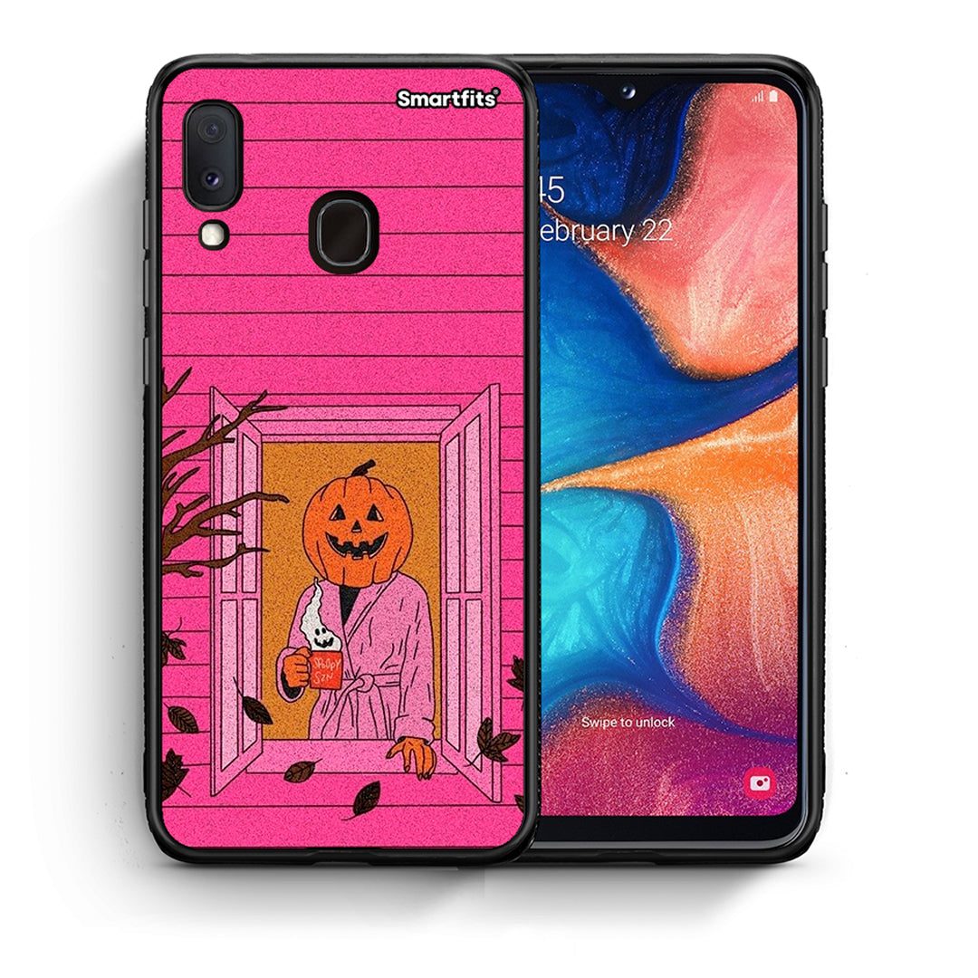 Θήκη Samsung Galaxy M20 Halloween Pumpkin Lady από τη Smartfits με σχέδιο στο πίσω μέρος και μαύρο περίβλημα | Samsung Galaxy M20 Halloween Pumpkin Lady case with colorful back and black bezels